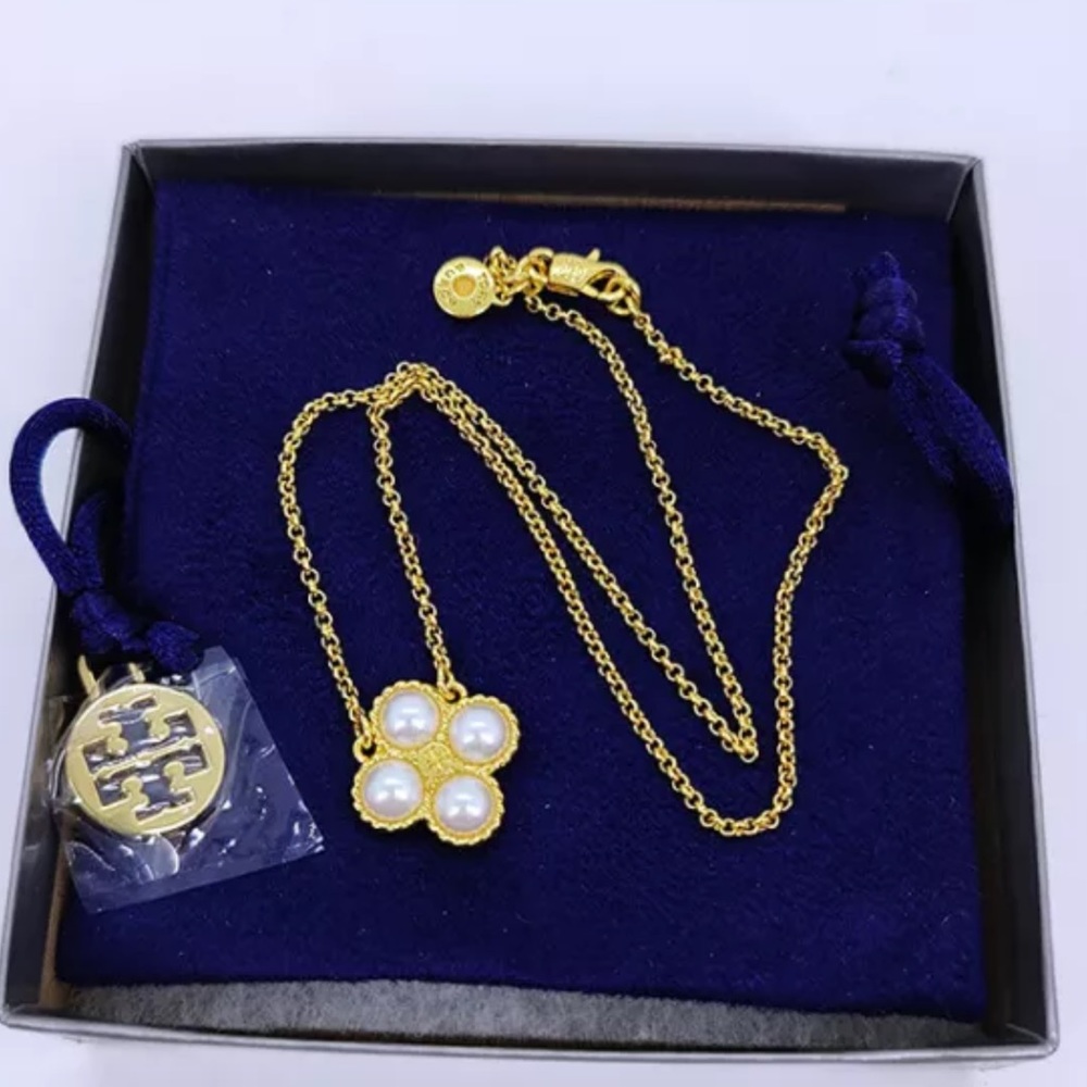 TORY BURCH Rope Pearl Clover Choker - Picture 5 of 7